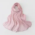 Exquisite pink island silk embroidered long scarf detail showcasing delicate sequins and elegant drape for women - 180*70cm / 4# Coral Pink