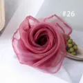 Solid color chiffon square scarf styled as a rose, lightweight elegant accessory for women. - 26#