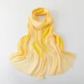 Yellow island silk embroidered long scarf detail close-up, elegant sequin shimmer texture. - 180*70cm / 2# Yellow