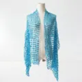 Blue sequin mesh shawl evening party wrap cape elegant glitter crochet scarf for women. - A03