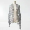 Silver sequin tassel shawl detail, elegant evening party and dress matching accessory. - A04