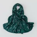 Green floral print imitation silk long scarf, elegant women's lightweight shawl for everyday use. - 180x70cm / #A12