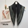 Black paisley print silk scarf 70x70cm square neckerchief elegant women fashion accessory - ZM05