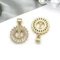 Gold plated letter I pendant charm with sparkling cubic zirconia for DIY jewelry making. - Round Rhinestone Letter I Pendant (16162-I) / 1 Piece (15x21mm) / KC Gold