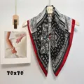 Retro paisley print square silk scarf red black white fashion stylish neckerchief 70x70cm. - RZW09