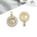 KC Gold Plated Copper Round Letter K Pendant Cubic Zirconia DIY Jewelry Necklace Accessory - Round Rhinestone Letter K Pendant (16162-K) / 1 Piece (15x21mm) / KC Gold