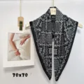 Vintage black and white paisley silk square scarf 70x70cm retro printed fashion neckerchief for women. - RZW11