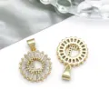 KC gold plated brass rhinestone round letter pendant DIY necklace bracelet jewelry accessory - Round Rhinestone Letter L Pendant (16162-L) / 1 Piece (15x21mm) / KC Gold