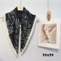 Black and white paisley print silk square scarf, elegant 70x70cm neckerchief accessory. - ZM10