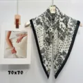 Black and white paisley print silk feel square scarf elegant fashion neckerchief 70x70cm - ZM11
