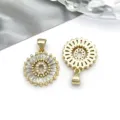 Gold-plated copper round letter pendant with sparkling cubic zirconia, ideal for DIY jewelry making. - Round Rhinestone Letter O Pendant (16162-O) / 1 Piece (15x21mm) / KC Gold
