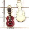 Red enamel guitar alloy charms DIY jewelry accessories for bracelet necklace crafting 2pcs - Guitar Pendant (19466)