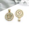 Gold Letter Pendant DIY Jewelry Accessory Rhinestone Alphabet Charm Necklace Bracelet - Round Rhinestone Letter P Pendant (16162-P) / 1 Piece (15x21mm) / KC Gold