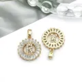 Gold-plated copper alphabet letter pendant with sparkling zirconia crystals for DIY jewelry making. - Round Rhinestone Letter R Pendant (16162-R) / 1 Piece (15x21mm) / KC Gold