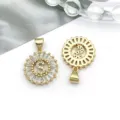 Gold plated rhinestone letter S pendant DIY jewelry making necklace bracelet charm accessory - Round Rhinestone Letter S Pendant (16162-S) / 1 Piece (15x21mm) / KC Gold