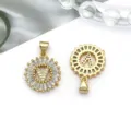 KC Gold Plated Cubic Zirconia Letter Pendant Alphabet DIY Jewelry Accessory Variant - Round Rhinestone Letter V Pendant (16162-V) / 1 Piece (15x21mm) / KC Gold