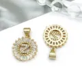 KC Gold Letter Z Pendant CZ Paved Round Charm for DIY Necklace Bracelet Jewelry Making - Round Rhinestone Letter Z Pendant (16162-Z) / 1 Piece (15x21mm) / KC Gold