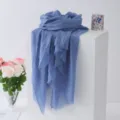 Blue bubble scarf lightweight travel shawl solid color sun protection wrap for women - Blue
