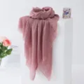 Solid color bubble scarf, lightweight crinkled shawl, breathable sun protection wrap for travel. - Dark Pink