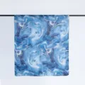 Blue Marbled Satin Scarf, Elegant Gradient Watercolor Shawl for Women Daily Wear - 13#