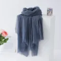 Solid color bubble wrinkle scarf lightweight shawl sun protection fashion cape wrap - Blue Gray