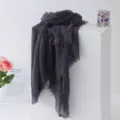 Dark Grey Crinkled Scarf Lightweight Sun Protection Shawl Summer Fashion Daily Wear Accessories - Dark Gray