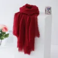 Solid color crinkle scarf lightweight breathable shawl for women daily travel wear warm drape. - Burgundy