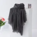 Dark grey solid color bubble scarf, lightweight crinkle shawl, sun protection wrap for travel. - Dark Gray