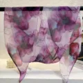 Purple gradient floral chiffon ribbon scarf detail, elegant slanted long neck scarf. - 20x160cm / Purple Five-Petal Flower