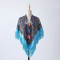 Ethnic paisley printed tassel shawl for women winter warm retro floral fashion scarf - Style 1