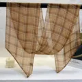 Brown plaid diagonal ribbon scarf, lightweight chiffon neck scarf for women detail view. - 20x160cm / Grid Brown