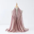 Solid color linen touch women scarf long hijab shawl for spring autumn fashion daily wear - 2# Lotus Pink