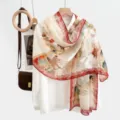 Summer sunscreen shawl for women, hollow cut-out Chinese style silk scarf, elegant floral print. - 8#