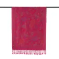 Ethnic style floral embroidered fringe tassel scarf for women long shawl travel accessory - 5# Rose Madder