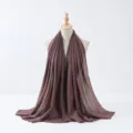 Solid color cotton linen long scarf women hijab brown lightweight breathable wrap shawl - 3# Dark Brown