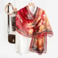 Summer sunscreen gauze scarf with artistic print, lightweight and elegant for daily wear. - 10#