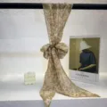 Chiffon floral print long ribbon scarf, elegant necktie accessory for women and girls. - 20x160cm / White Small Leaf Green