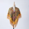 Ethnic floral print fringe shawl scarf for women, vintage style warm winter wrap accessory. - 2#