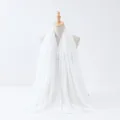 White solid color linen feel long scarf hijab, elegant draped hijab for women daily wear. - 4# White