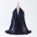 Écharpe longue unie bleu foncé en coton lin pour femme, accessoire foulard élégant. - Style 7 (Bleu Marine)