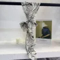 Black and white abstract ribbon silk scarf, stylish long chiffon neckerchief for women. - 20x160cm / Black White Wave
