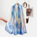 Gradient floral summer sun protection scarf lightweight elegant sheer shawl for women - 20#