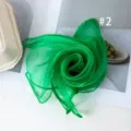 Green chiffon square scarf solid color versatile hair band neckerchief for women stage. - 2#