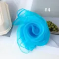 Bright blue chiffon square scarf, lightweight organza material, stylish rose shape display. - 4#