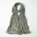 Women metallic crinkle bubble crepe scarf solid color lightweight long hijab shawl wrap. - 180*70cm / A03