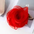 Solid color chiffon square scarf, vibrant red silk-like kerchief for women and kids stage props. - Size 8