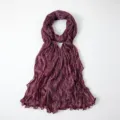 Burgundy pleated metallic crinkle chiffon scarf, elegant lightweight hijab and shawl for women. - 180*70cm / A04