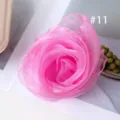 Pink chiffon square scarf, rose shaped variant, versatile lightweight neckerchief - Size 11