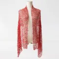 Red sequin tassel shawl, elegant embroidered wrap for evening party and formal dress accessory. - A05