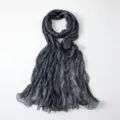 Dark grey crinkled sheer scarf lightweight shimmering hijab shawl for women daily wear - 180*70cm / A08